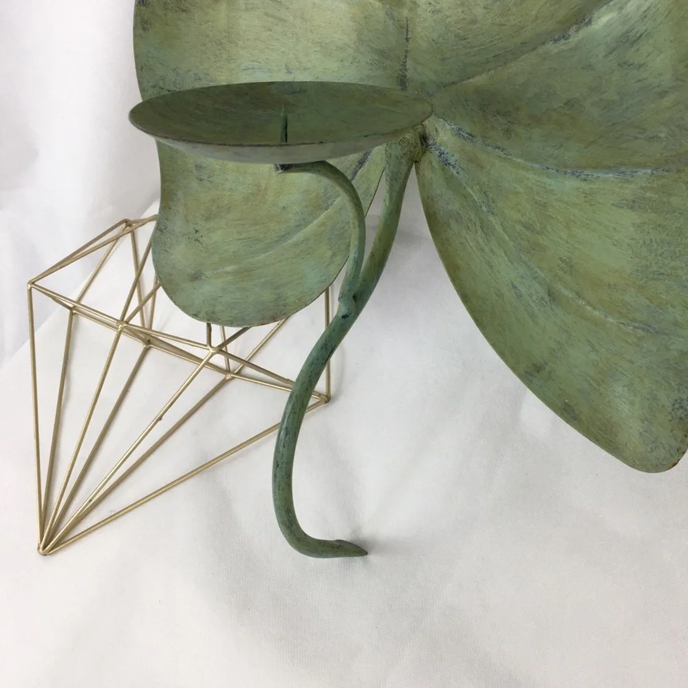 Large Green Tropical Leaf Candle Wall Sconce Decoration